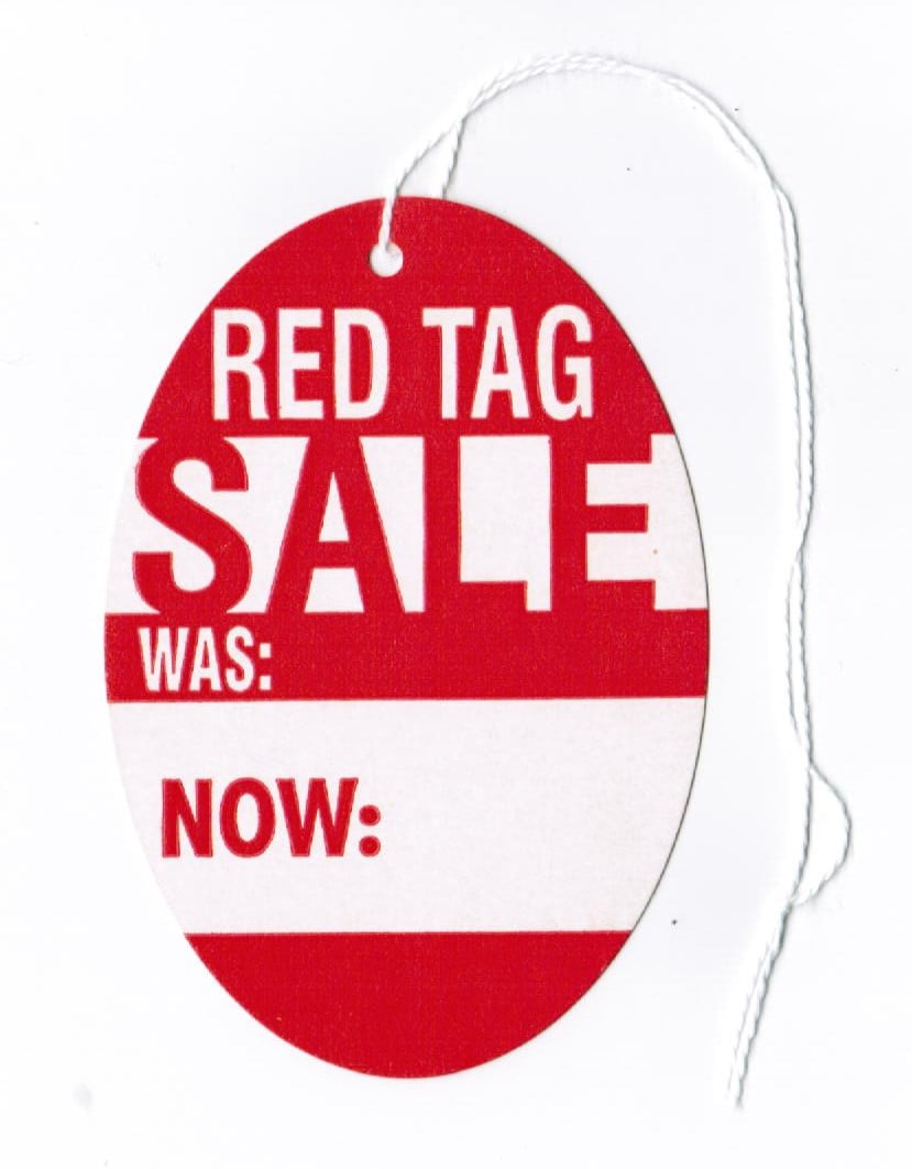 RED TAG Sale Oval Tags, 2-3/4