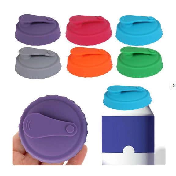 Easeky 6-Pack Silicone Can Lids, Universal Spill-Proof Soda Beer Cover, Reusable Food-Grade Drink Protector for Outdoor Picnic, Beach, Camping, Travel, Party Favor, Lid*6