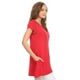 thumbnail image 3 of Women's Casual Solid Color Short Sleeve Tunic Top With Pockets, 3 of 4
