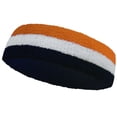 thumbnail image 2 of Couver Triple Color White Striped Sports Head Sweatband Light Orange White Navy 3 Pack, 2 of 6