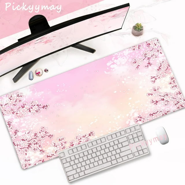 Pink Cherry Blossoms Mousepad Home Computer Table Large Pc Mouse Pad Art Sakura Keyboard Mause Rug Desk Mat Office Accessories