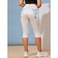 thumbnail image 3 of Rosegal for Women Leisure Plus Size 3D Flower Print Crop Jeggings White 5XL, 3 of 6