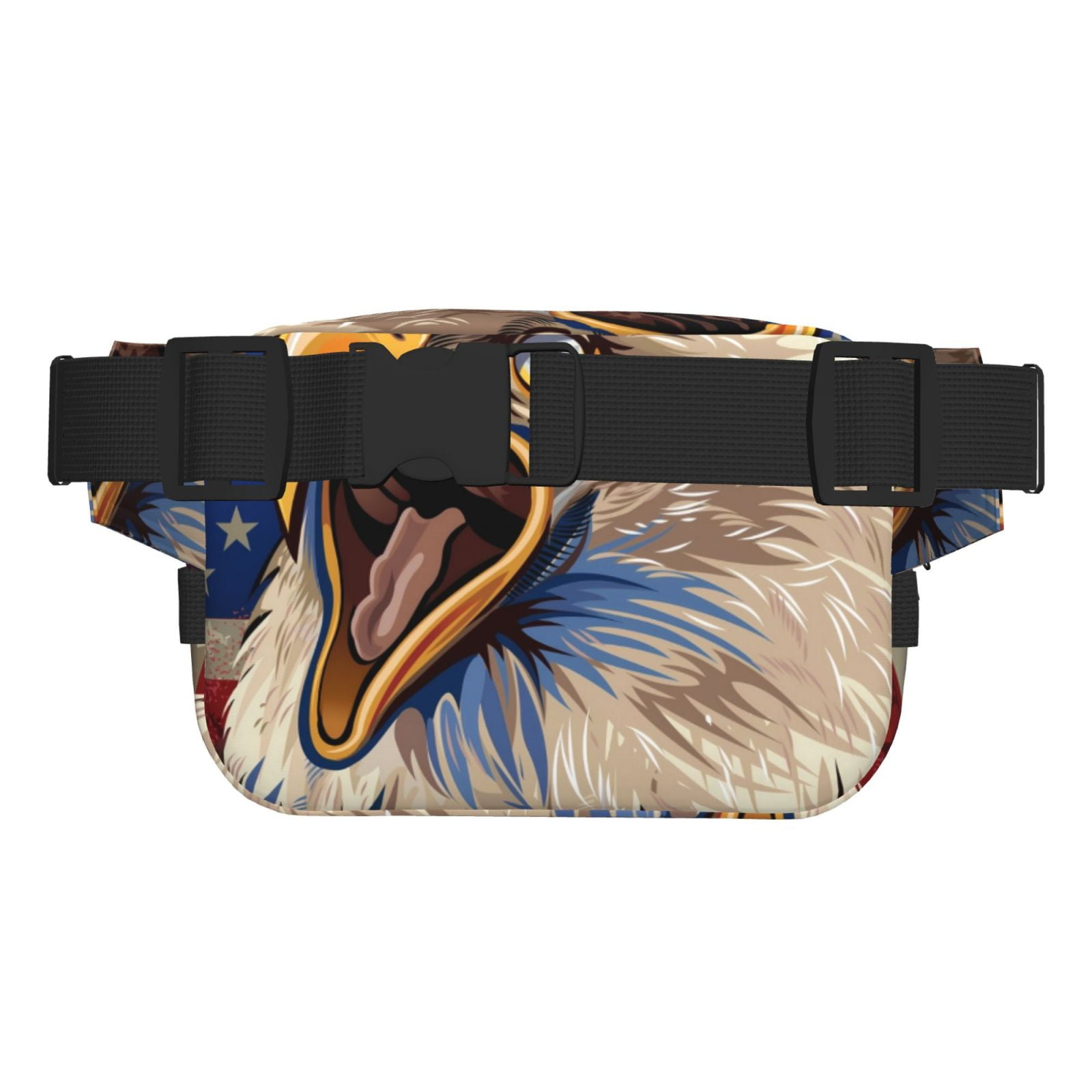 Picia Eagle With USA Flags Print Square Double-Layer Waist Bag Mini Adjustable Waist Belt Bag Exercise Running Travel Hiking