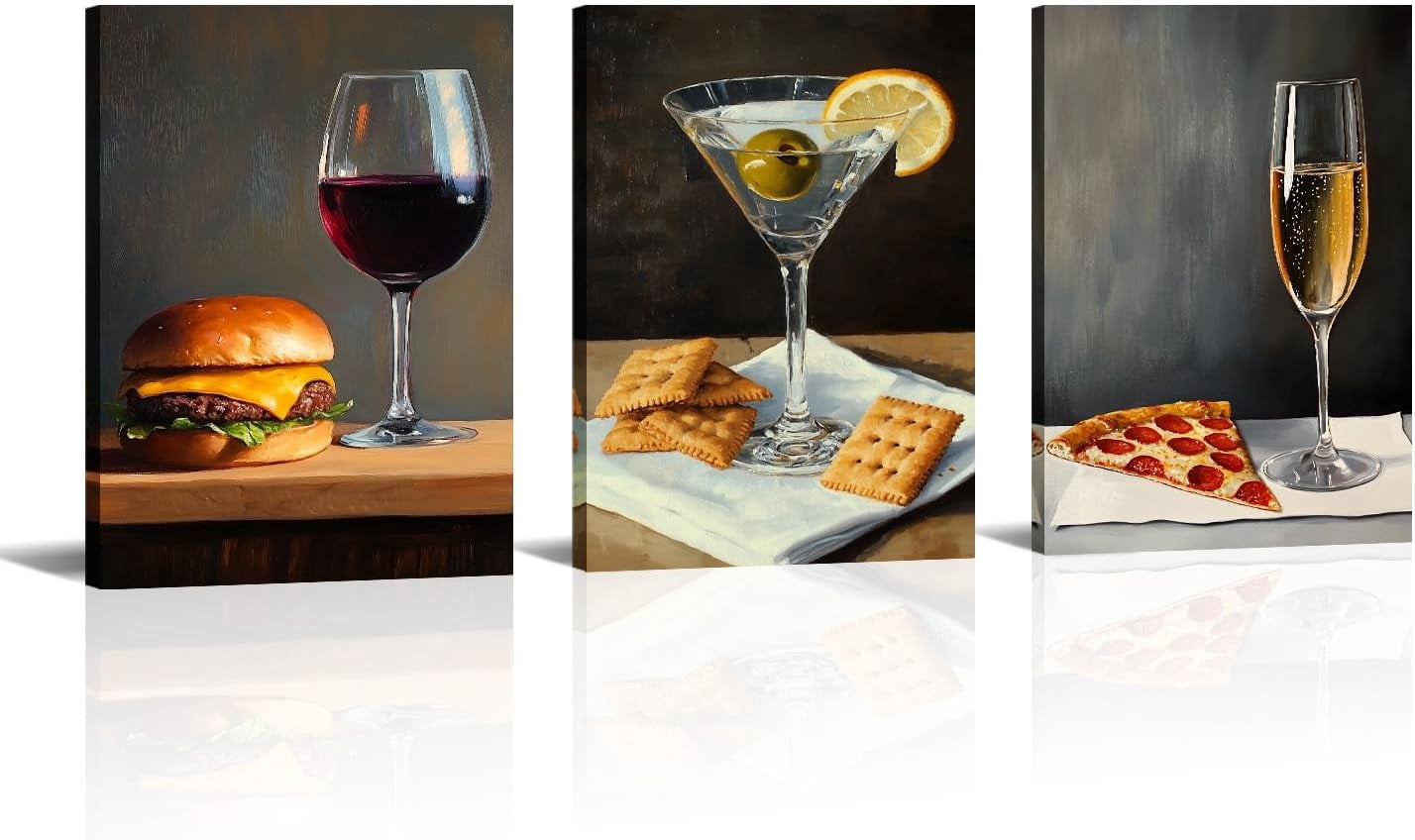 51 Media Glass Wine Canvas Wall Art 3 Piece Red Wine with Rose Picture ...
