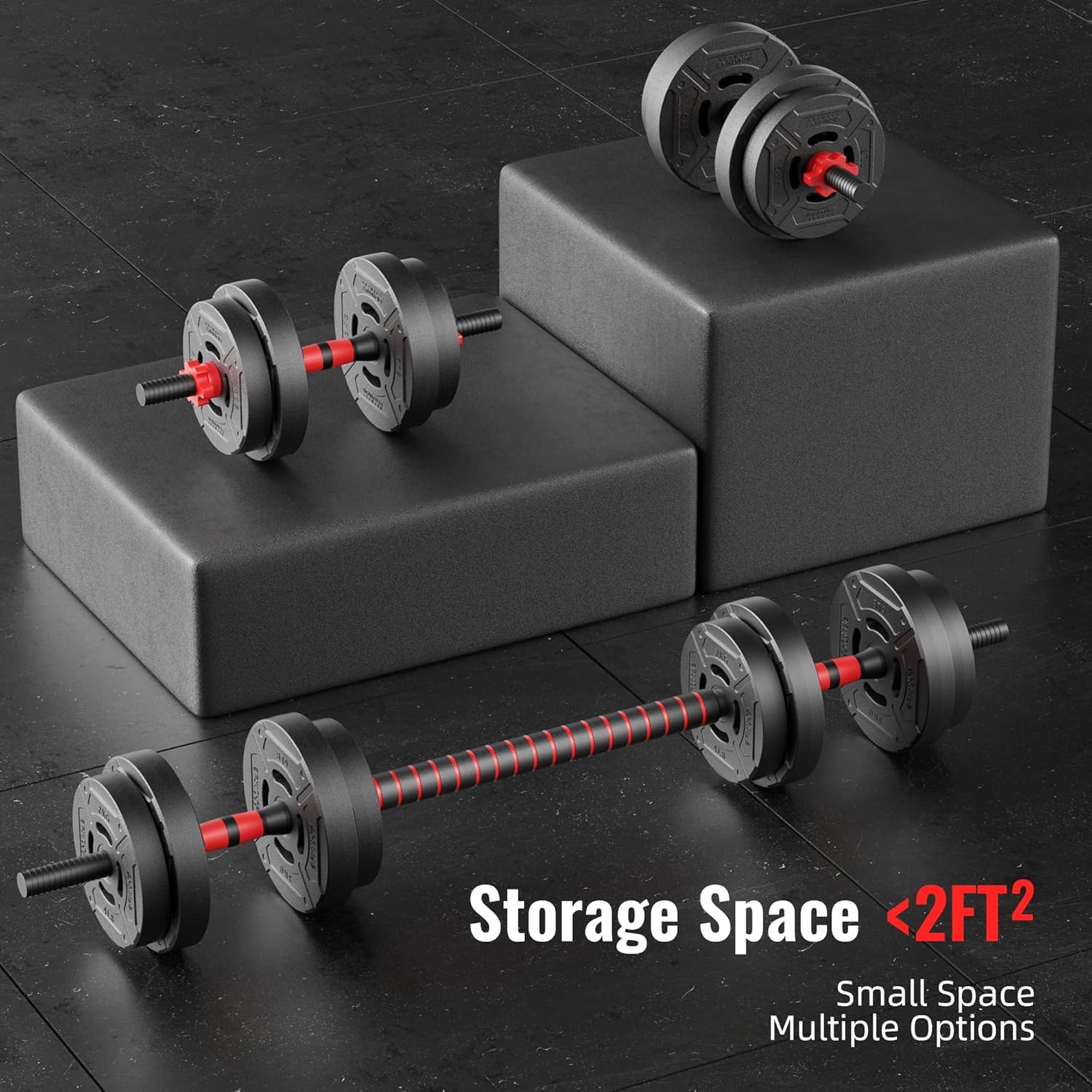 Adjustable Dumbbell Set, 40/60LBS Free Weight Set, Multi-Functional Portable Changeable Dumbbell Barbell Kettlebell Set for Home, Multiple Style