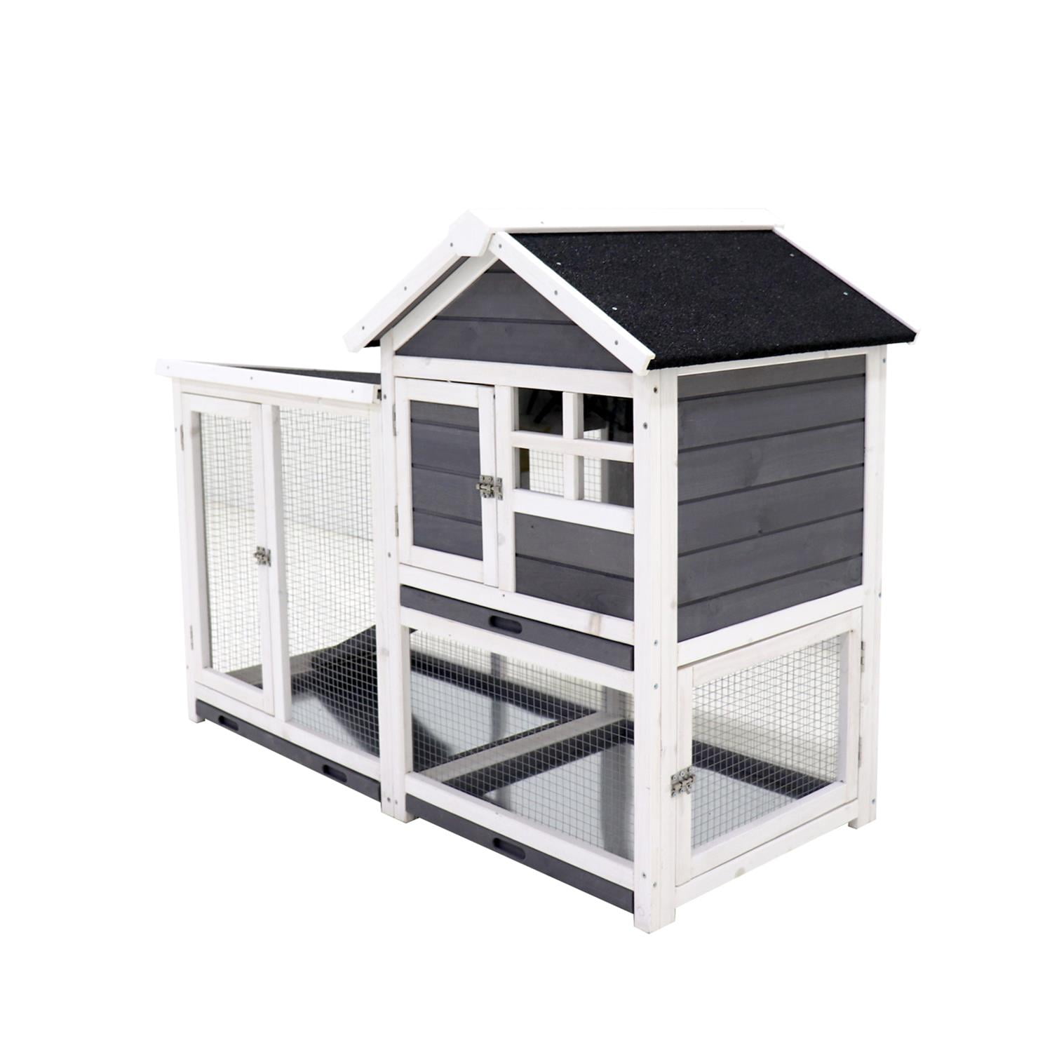 Pefilos 45" Wooden Rabbit Hutch for Outdoor, Chicken Coop for Indoor Bunny Cage Habitat with No Leak Tray, Guinea Pig Hutch, Gray Pefilos 45" Wooden Rabbit Hutch for Outdoor, Chicken Coop for Indoor Bunny Cage Habitat with No Leak Tray, Guinea Pig Hutch, Gray