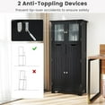 thumbnail image 6 of GOFLAME Bathroom Floor Cabinet, Storage Organizer with Glass Doors, Wooden Kitchen Cupboard with Adjustable Shelf for Living Room, Black, 6 of 9