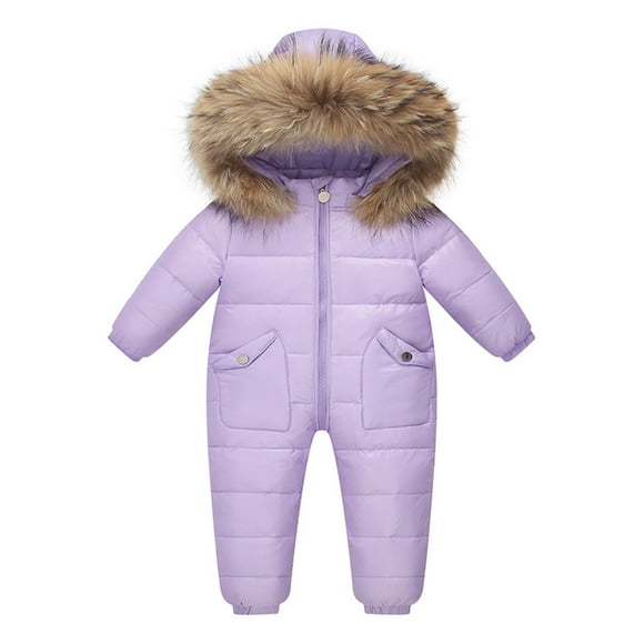 MEZZALL Winter Overalls Ski Suits Baby Boys Girls Windproof Snowboard Hooded Jumpsuits Snowsuit Jackets Coats Versatile Infants Dailywear, Purple, 12-24 Months