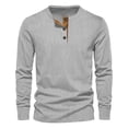 thumbnail image 5 of Mens Henley Shirts Casual Stylish Tshirt Lightweight Summer Basic Tee Solid Long Sleeved Stand-up Neck Button Casual Breathable T-shirt Gray XL, 5 of 5