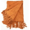 thumbnail image 3 of Fennco Styles Irregular Rhombus Diamond Knit Fringe Throw Blanket 50" W x 60" L – Camel Geometric Woven Blanket for Couch, Bedroom and Living Room Décor, 3 of 4