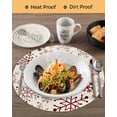thumbnail image 3 of 13 Inch Round Placemats Set of 6, Red Snowflake Christmas Non Slip Heat Insulation PP Table Mats, Xmas Snowflake Rustic Washable Place Mats for Kitchen Dining Party Table Decor, 3 of 7