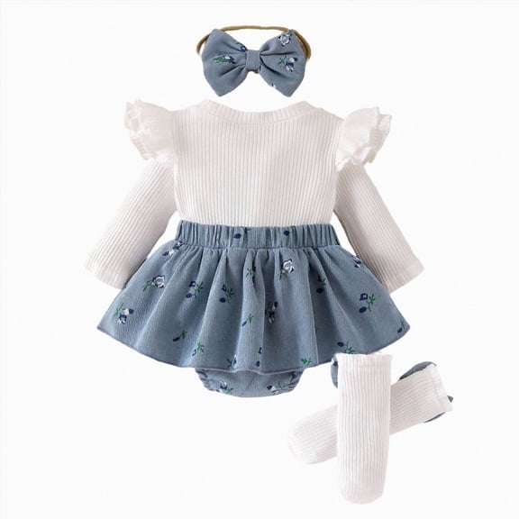 6-9 Months Newborn Infant Preemie Sleeping Pajamas Baby Girls Long Sleeve Romper With Cap And Matching Pants Blue Rompers Baby Gift