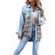 thumbnail image 4 of Txlixc Chaqueta de vaquero de primavera y otoño para mujeres, solapa de manga larga, tela a cuadros, chaqueta de botón de Parquet Txlixc  moda, 4 of 9