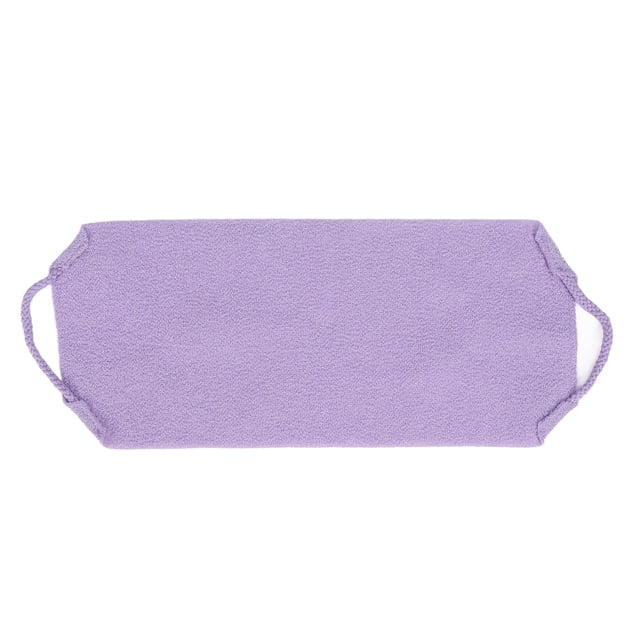 Limpiador de espalda portátil, masajeador, exfoliante, con correa y asas para miembros de la familia, color morado