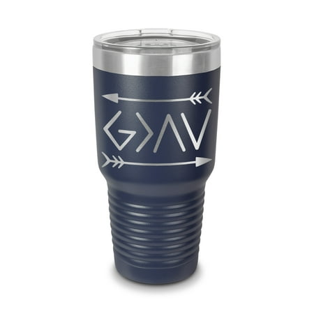 

God Is Greater Than The Highs & Lows Tumbler 30 oz - Laser Engraved w/ Clear Lid - Stainless Steel - Vacuum Insulated - Double Walled - Travel Mug - religous christian christianity - Navy