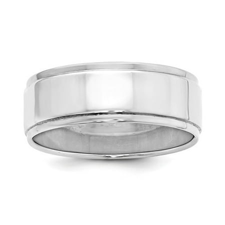 Sterling Silver 7mm Flat With Step Edge Band Ring - Ring Size: 4 to