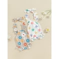 thumbnail image 3 of Caoirhny Baby Girls Summer Casual Romper Flying Sleeve Floral/Strawberry Print Romper with Headband, 3 of 9