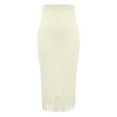 thumbnail image 4 of QHFBli Women's Fringe Trim Suede Skirt High Waisted Pencil Dressy Fall Winter Midi Long Skirt, 4 of 6