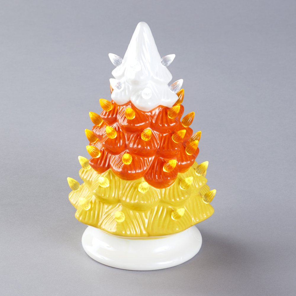 Ceramic Tabletop Tree for Halloween, Thanksgiving - Candy Corn Large