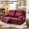 thumbnail image 3 of SHANNA Faux Leather Recliner Chair Covers, 4-Piece Stretch Reclining Sofa Slipcovers with Pocket, Washable Furniture Protector (Burgundy, 2 Seater), 3 of 9