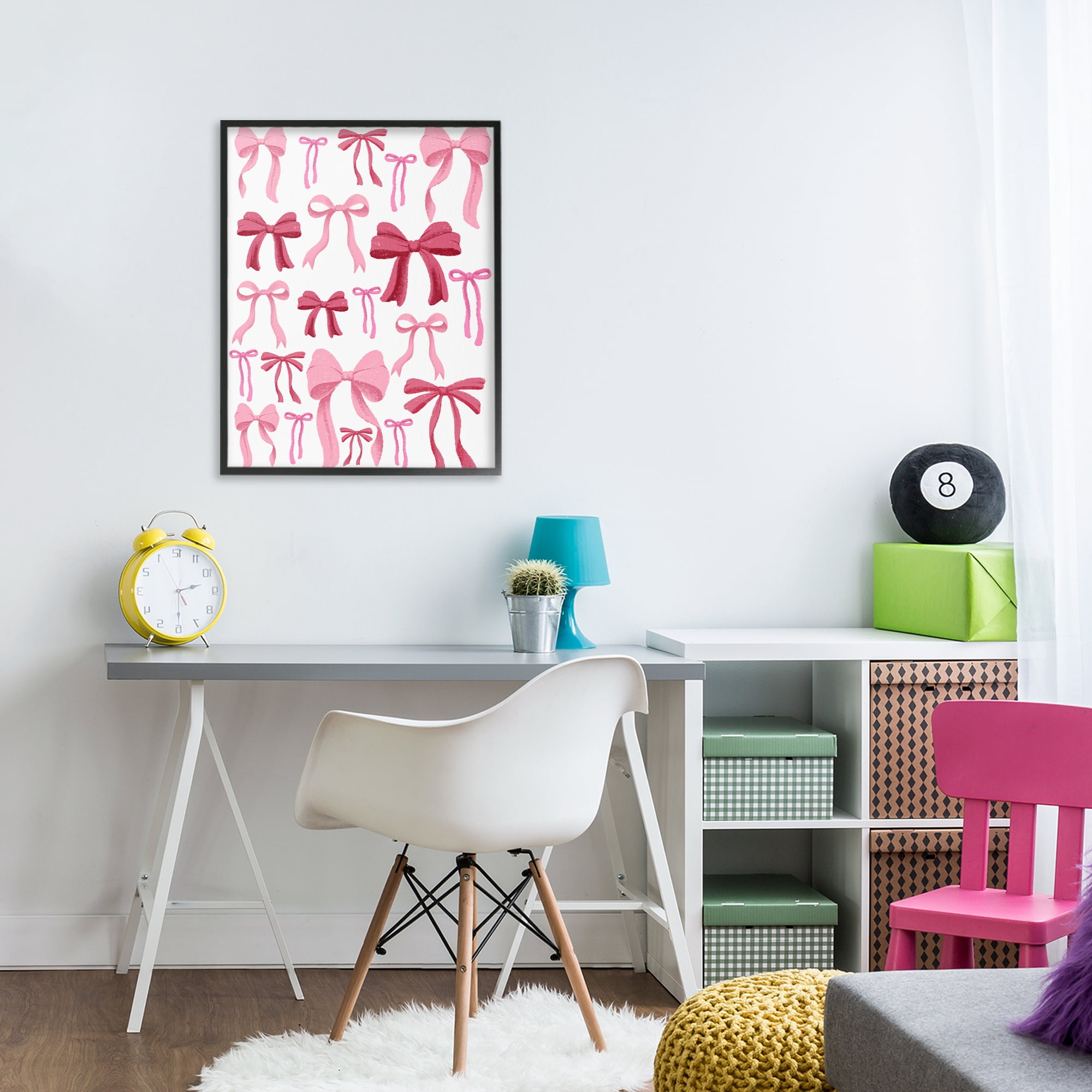 Stupell Industries Bows All Over Pink & Red Black Framed Giclee Art, design by Marcus Prime