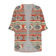 thumbnail image 4 of DailyTrove Women Ethnic Stripe Print Open Front Cardigan Casual 3/4 Sleeve Loose Cover Up, 4 of 5