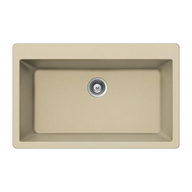 Houzer V-100 SAND Quartztone Series Composite Granite Topmount Large Single Bowl Kitchen Sink, Sand