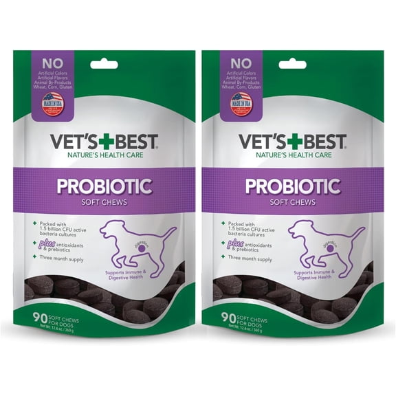 Vet’s Best Probiotic Soft Chews for Dogs (2 Pack) 90 Day Supply
