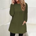 thumbnail image 3 of ATOYSOY Women's Crew Neck Sweatshirts Loose Tops with Pockets Long Sleeve Shirts Winter Solid Color Pullover Spring Fashion Workout Casual Blouse Dressy Tunic Green L, 3 of 5