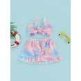 thumbnail image 2 of Bagilaanoe Toddler Baby Girls Swimsuits 3 Piece Bikinis Set Print Camisole Bra + Shorts + Ruffle Skirt 9M 12M 18M 24M 3T 4T Kids Swimwear Bathing Suit Beachwear, 2 of 9