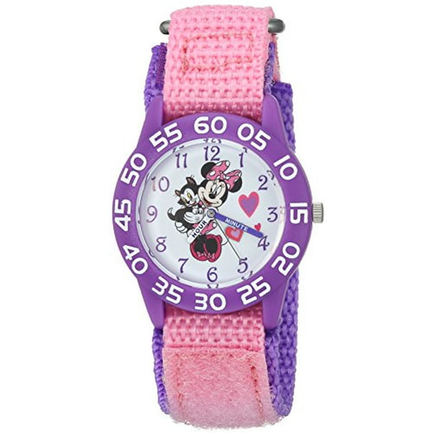 Disney Minnie Mouse Kids Plastic Time Teacher Analog Quartz Nylon Strap Watch