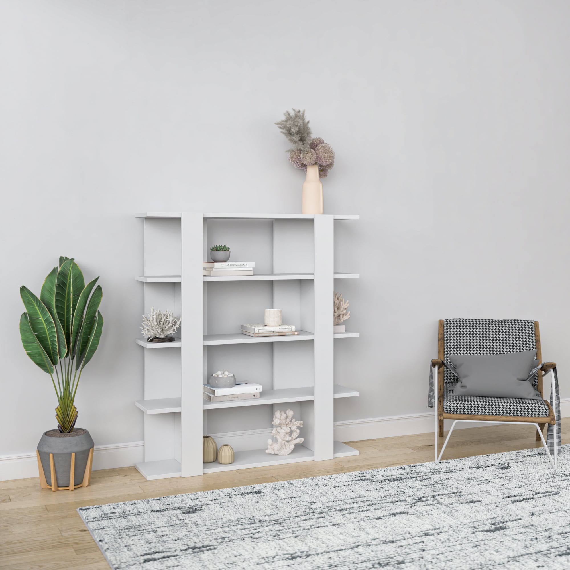 Ada Home Decor 4 Shelf Bookcase Multiple Tier Open Shelf Modern Book Shelves, White