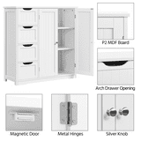 SmileMart Wooden Bathroom Floor Storage Cabinet with 4 Drawers and ...