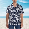 thumbnail image 2 of Xecao White Leaves print Hawaiian shirt - a stylish short-sleeve button-down for men, perfect for casual beach and tropical outings., 2 of 9