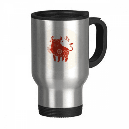 

Year Of Ox Animal China Zodiac Red Travel Mug Flip Lid Stainless Steel Cup Car Tumbler Thermos