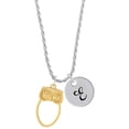thumbnail image 1 of Delight Jewelry Goldtone Large Owl Outline Silvertone Script Initial Disc - E - Charm Necklace, 20"+3", 1 of 4