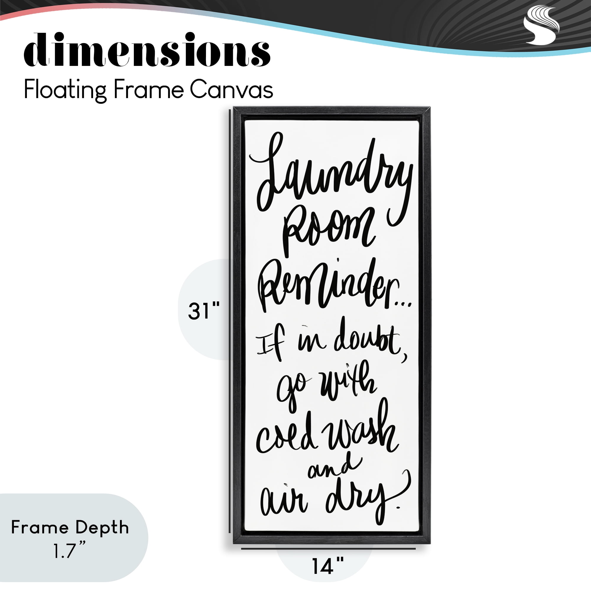 Stupell Industries If In Doubt Laundry Tip Black Framed Floater Canvas Wall Art, design by SD Graphics Studio