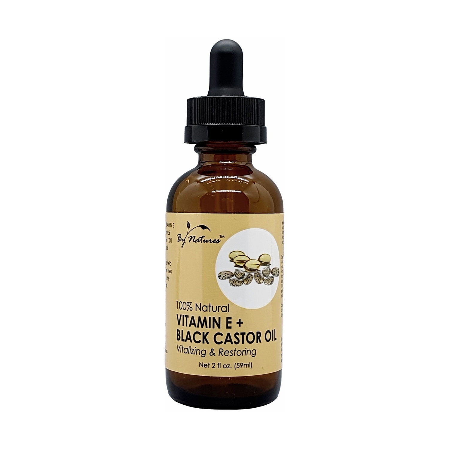 By Natures Black Castor Oil, Vitamin E, 2 Oz.