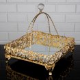 thumbnail image 3 of Metal Handmade Filigree Mirrored Basket for Gift, Fancy Perfume Trays for Dresser, Square Mirror Bathroom Vanity Tray, | Gold, Silver |, 3 of 3