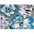 thumbnail image 4 of Teal Grey Flower Large Area Rugs, Watercolor Retro Runner Rugs, Non-Slip Floor Throw Mat, Rectangle Carpet for Living Room, Bedroom, Hallway Front Entrance, Kitchen, Dining, 4' x 5'3", 4 of 7