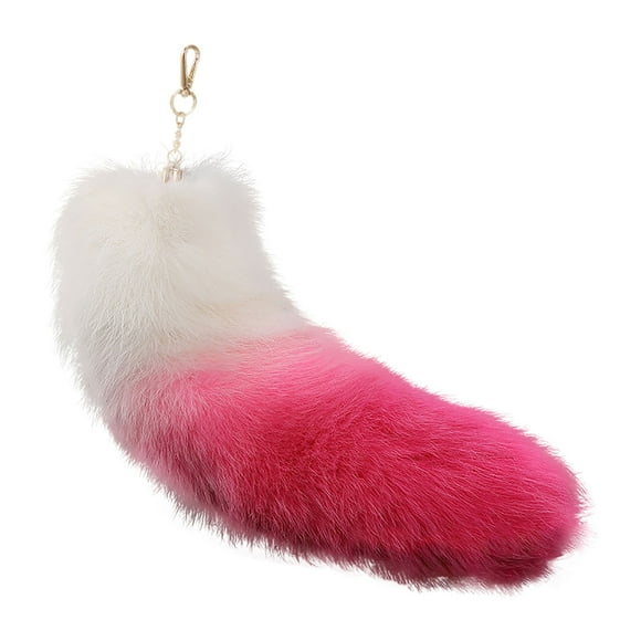 Riforla 3D Cute Tail Keychain Pendant Women Key Ring Holder Pompoms Key Chains Fashionable Hairy Tail Keychains Hot Pink