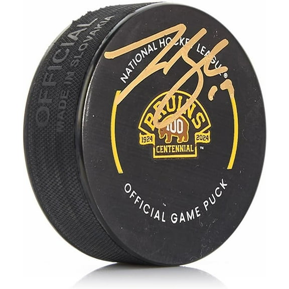 Johnny Beecher Boston Bruins 100th Anniversary Autographed Offical Game Puck