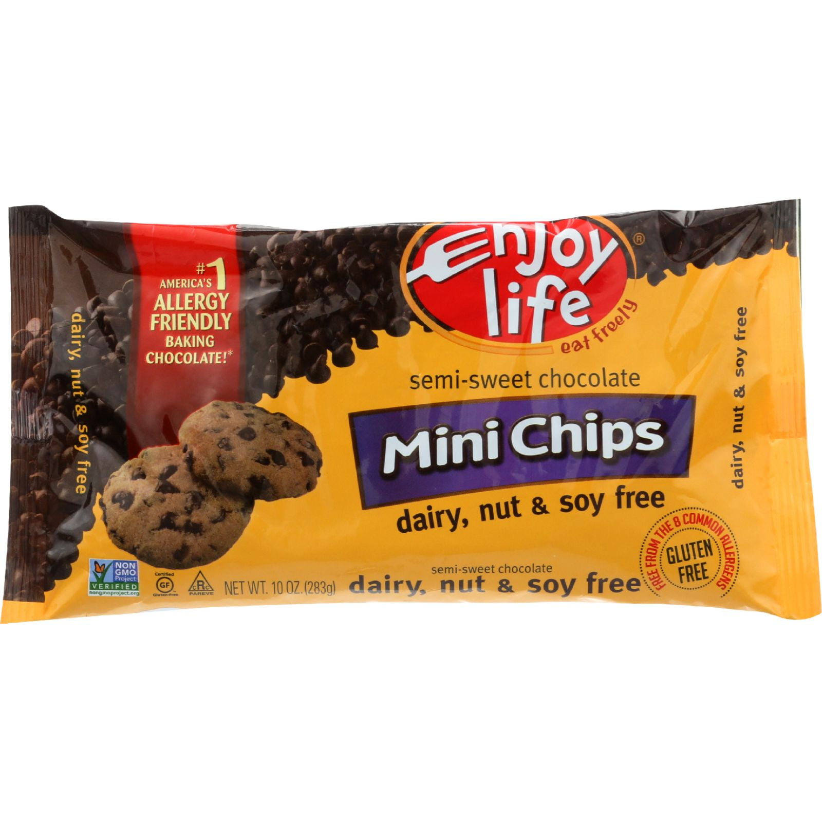 Enjoy Life Baking Chocolate Mini Chips Semi-Sweet Gluten Free 10 oz case of 12 by