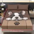 thumbnail image 4 of Xoenoiee Boston Terrier Dog Paw Print Fitted Sheet and Pillowcase Set, 3-Piece Deep Pocket, Stretchy Sheet Set with Elastic Band, Non-Slip Snug Fit, Lightweight Breathable Bed Sheets, Full Size, 4 of 7
