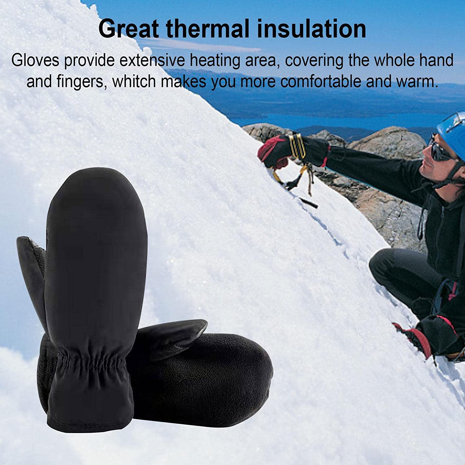 Gants Chauffants Rechargeables 2000 MAh - 3 Niveaux De Chaleur Pour Vélo, Ski Et Plein Air Hiver