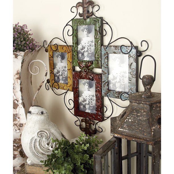 DecMode 4Opening 4" x 6" Multi Colored Scroll Wall Photo Frame