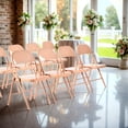 thumbnail image 6 of Homy Casa Metal Folding Chairs 4 Pack Portable for Wedding Party Picnic Home Office Pink Lemonade, 6 of 12