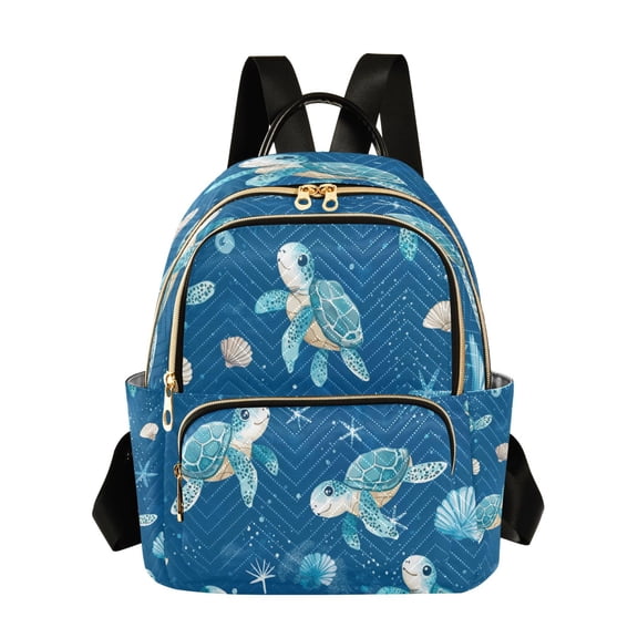 Fashion Quilted Backpack for Women Lightweight Travel Daypack Casual Bag for Shopping Travel Cute Turtles Pattern S