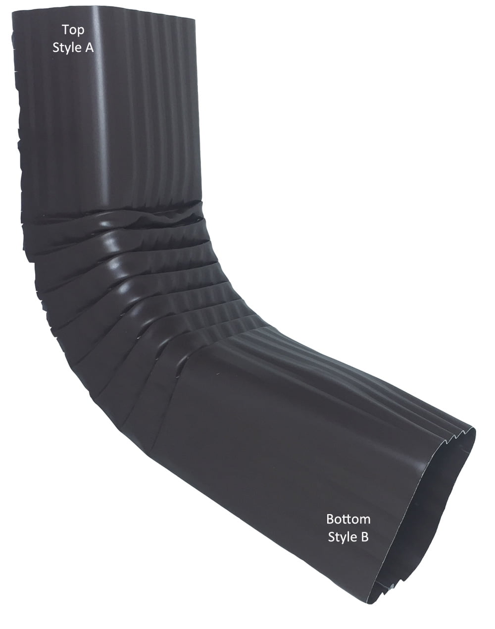 Convert A to B Downspout Elbow, 3"X4", Aluminum, Royal Brown