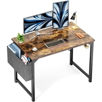 YEXJ 40 inch Computer Desk with Storage Bag and Headphone Hook for Small Space,Bedroom,Laptop,PC Study Writing Table, Rustic
